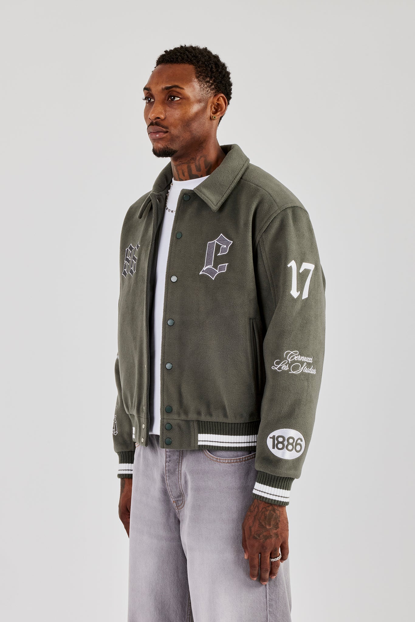 Varsity Badge Harrington Bomber - Grey